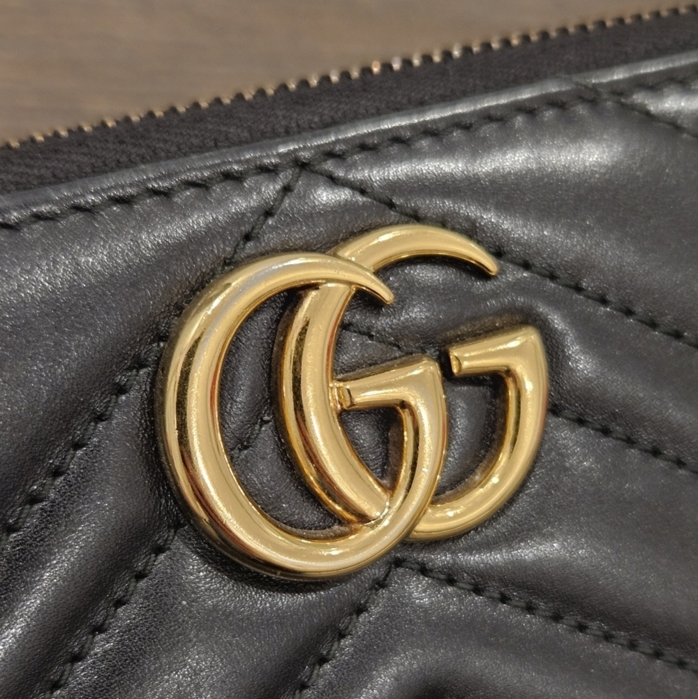 GUCCI GG MARMONT Black Zip Around Long Leather Wallet + Branded Hard Box - Picture 2 of 14